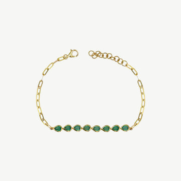 Pear Shape Colored Stone Paperclip Bracelet