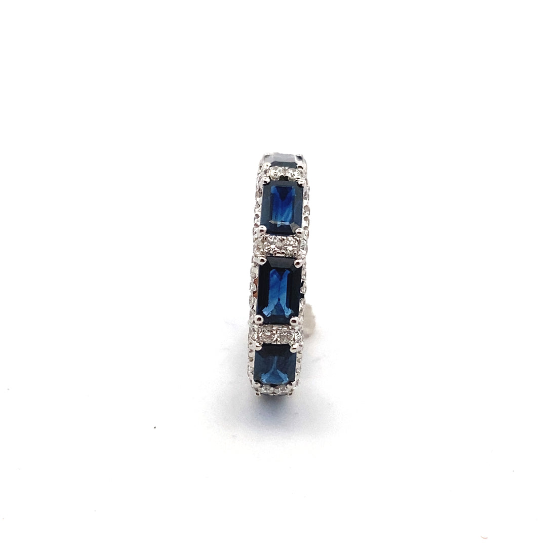 Pave Diamond + Emerald Cut Sapphire Ring