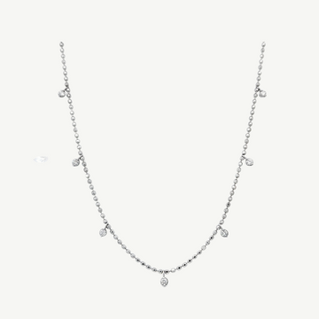 Silver Dangle Crystal Station Necklace