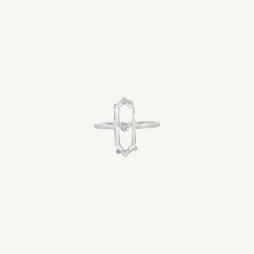Raw Instincts White Gold Diamond & Clear Mooncrystal Ring