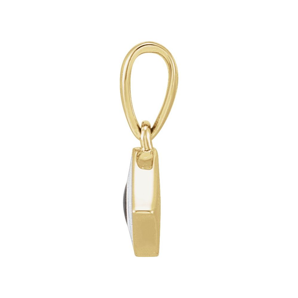 14K Yellow White Enamel Evil Eye Pendant