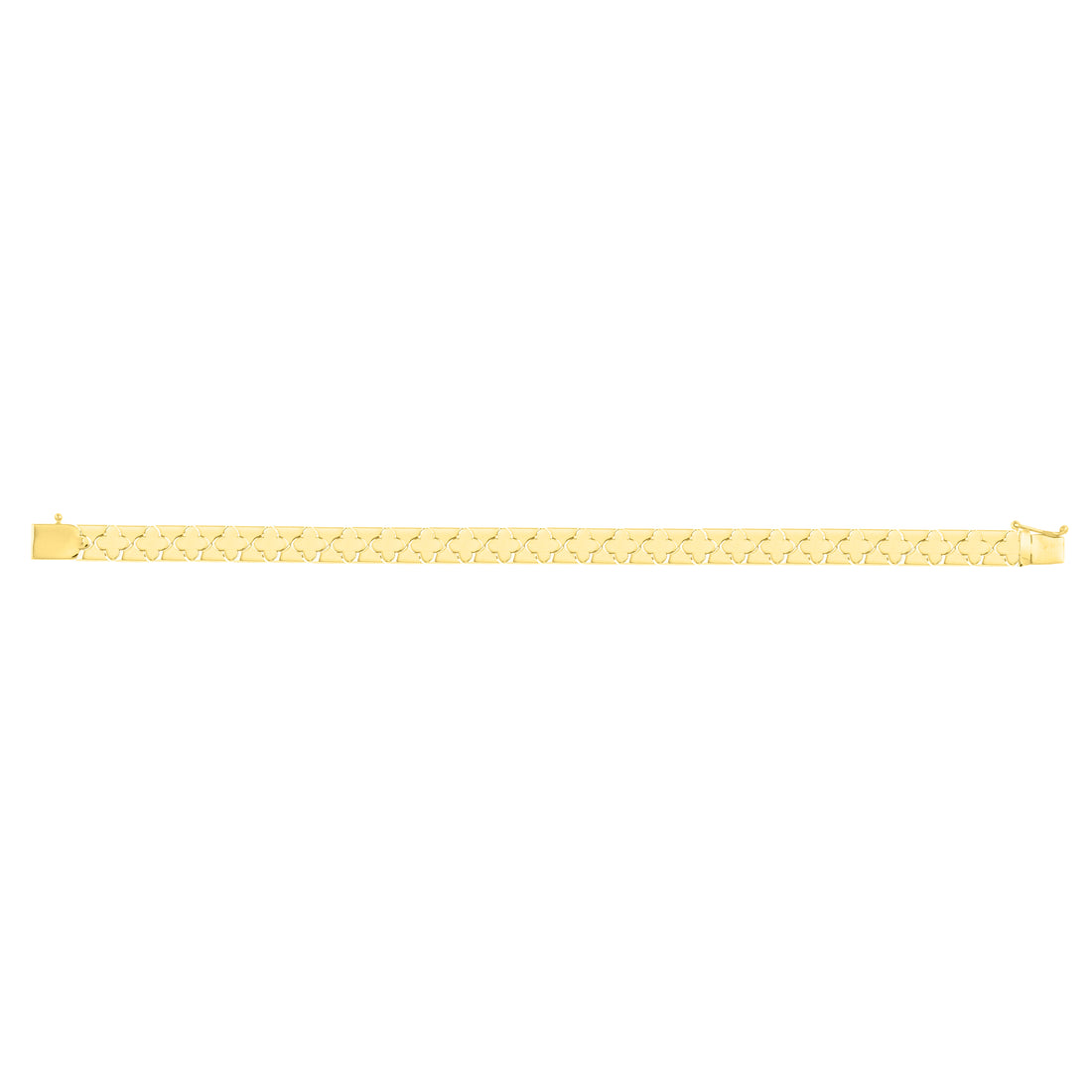 Elevate your style and luck with our 14K Yellow Gold 4 Leaf Clover Cuff Bracelet! Crafted with high-quality materials, this exquisite bracelet will add a touch of sophistication to any outfit.