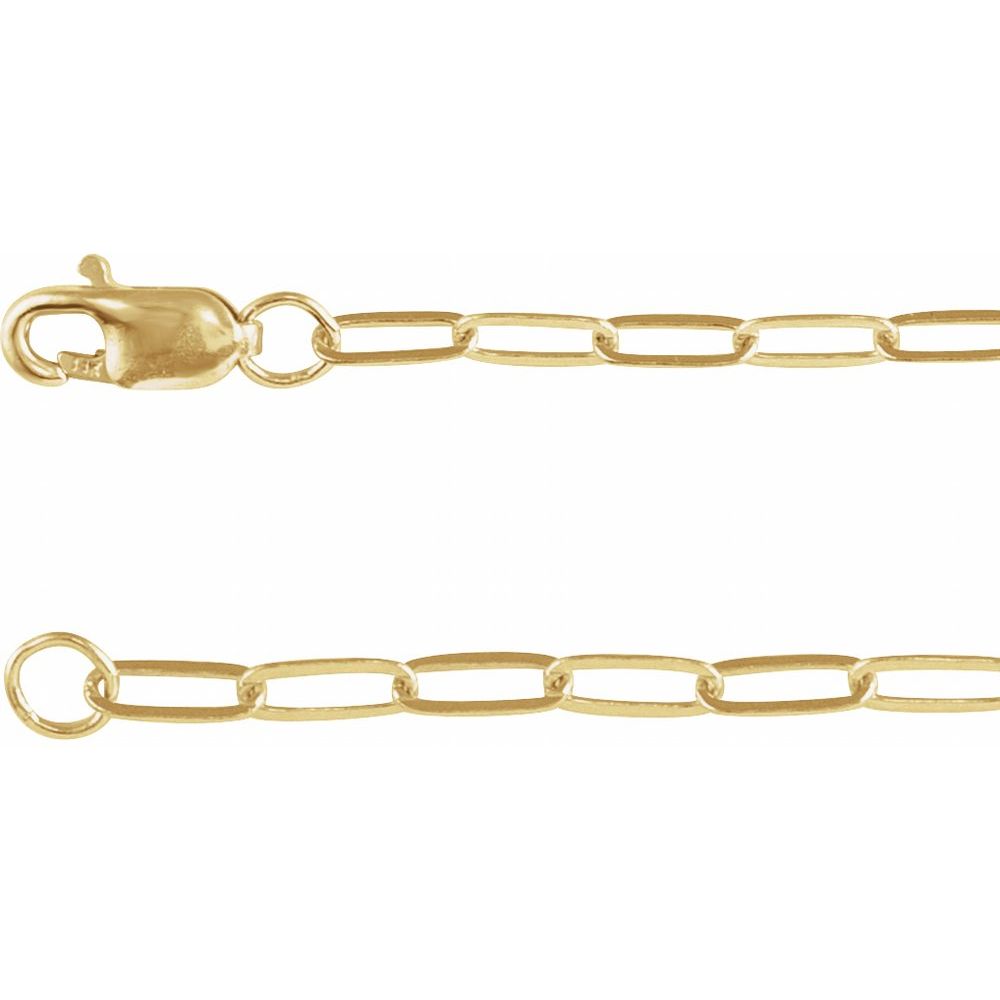 Indulge in luxury with our 14K Yellow 2.1 mm Paperclip Style Chain Necklace.