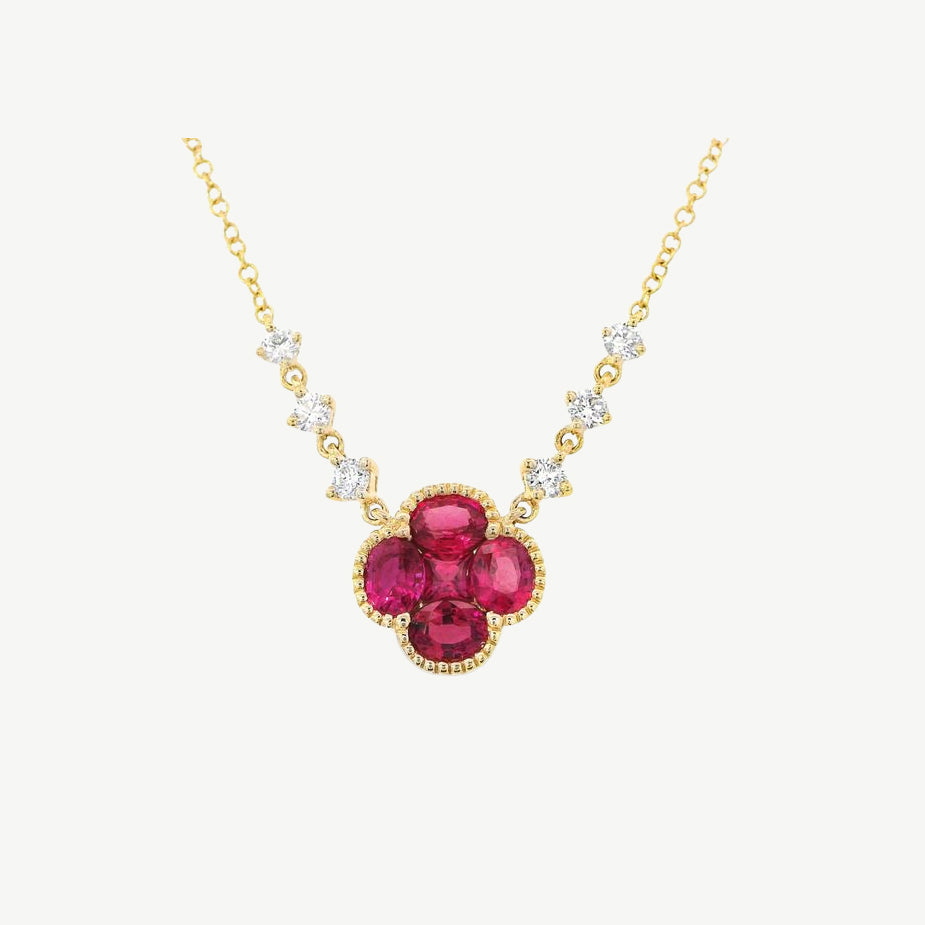 Ruby Clover Pendant Necklace
