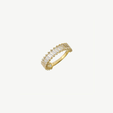 Slanted Baguette White Topaz Ring
