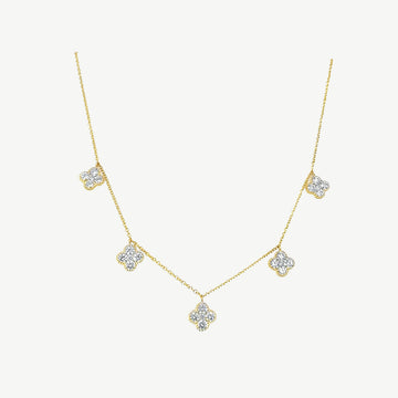 Diamond Clover Stationed Necklace