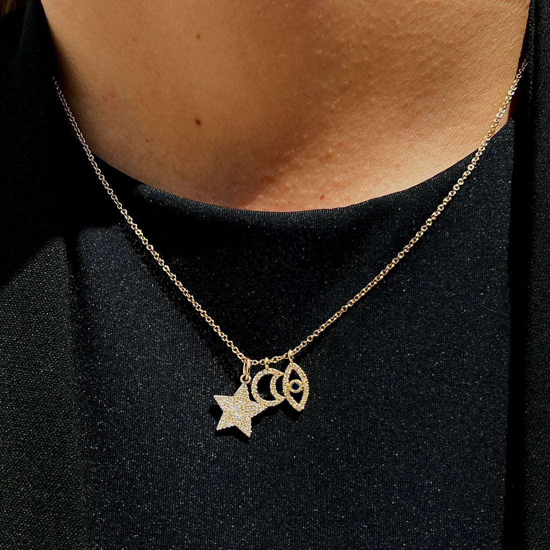 Triple Charm Pendant Necklace