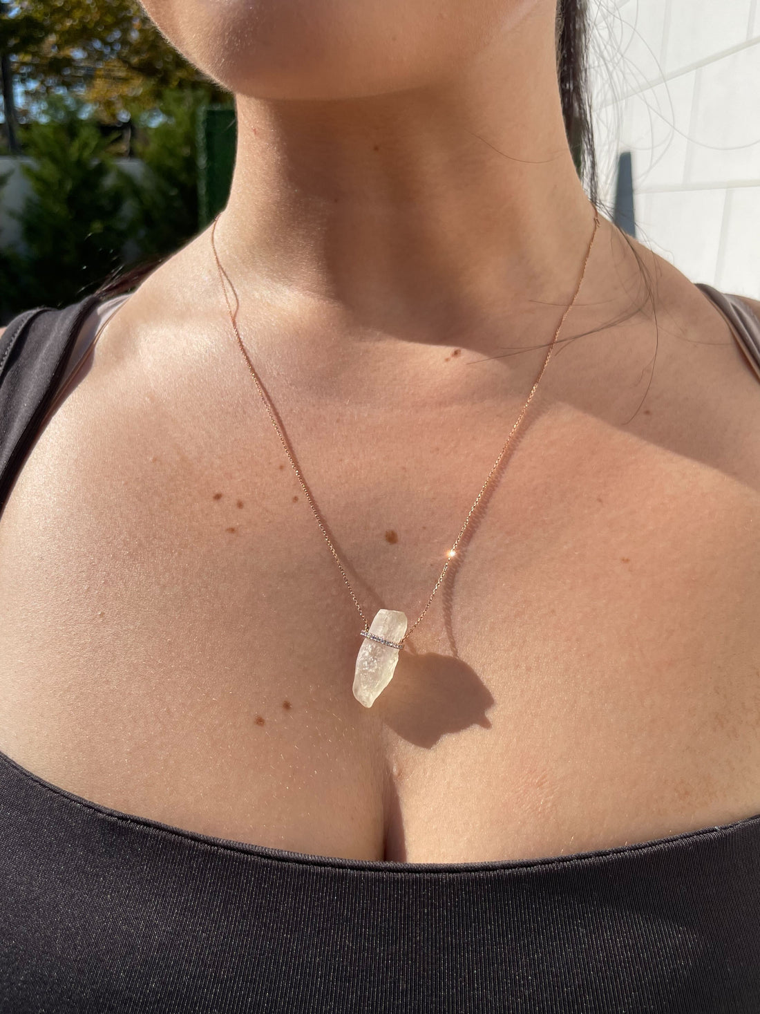 Raw Instincts Gold Mooncrystal & Diamond Pendant Necklace