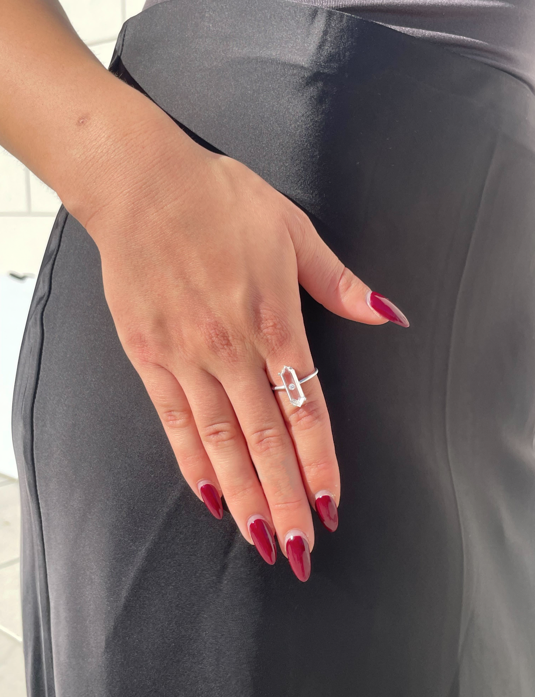 Raw Instincts White Gold Diamond & Clear Mooncrystal Ring
