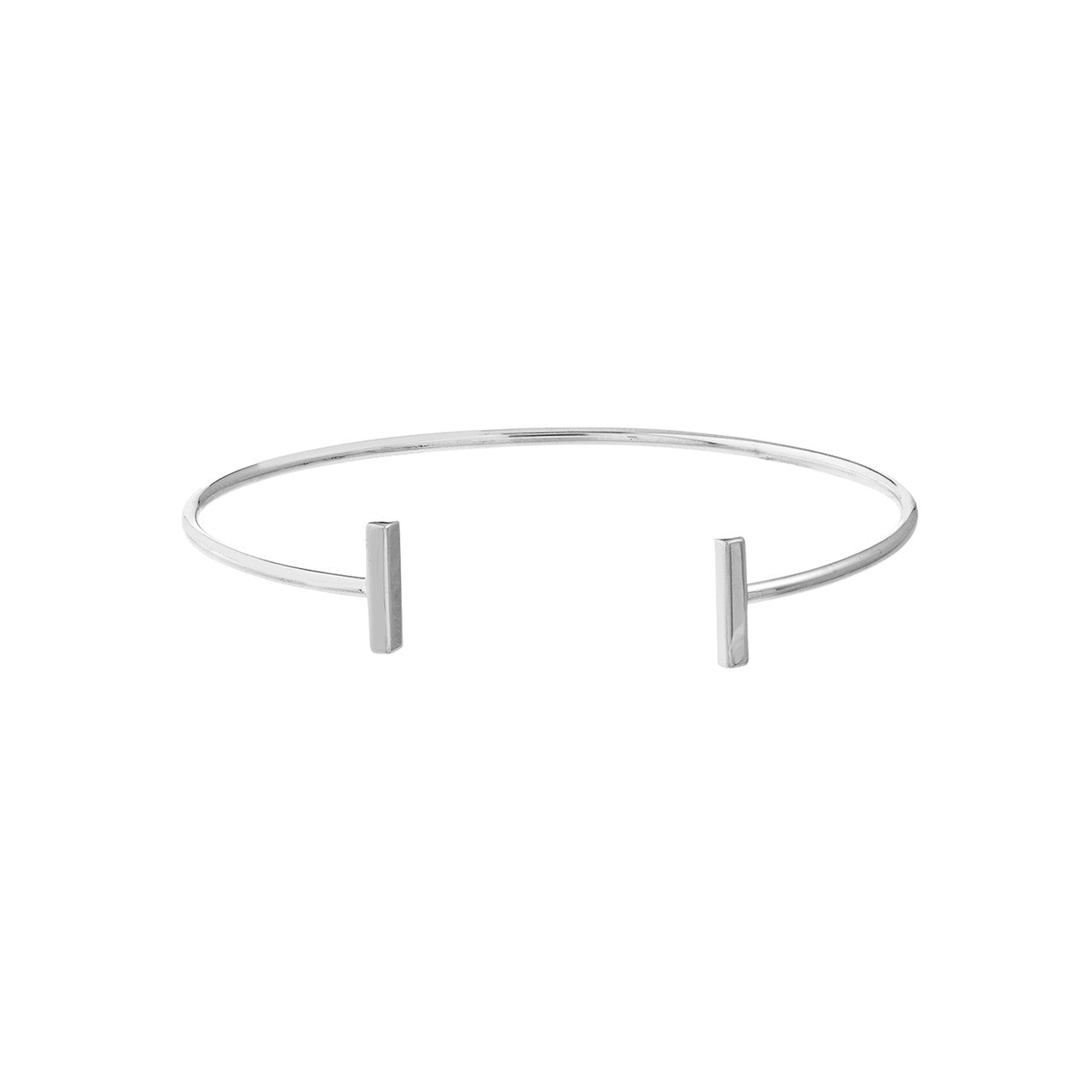 Staple Bar Cuff Bangle in white gold