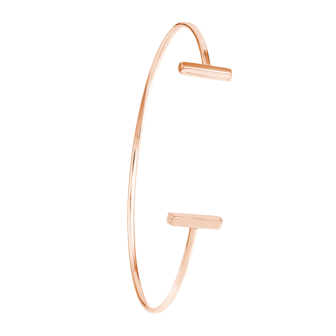 Staple Bar Cuff Bangle bracelet in rose gold