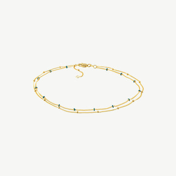 Blue Enamel and Saturn Adjustable Anklet