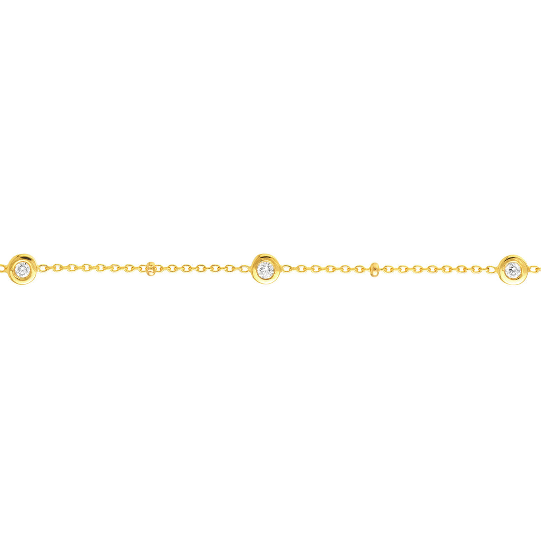 close up of bezeled diamond bracelet