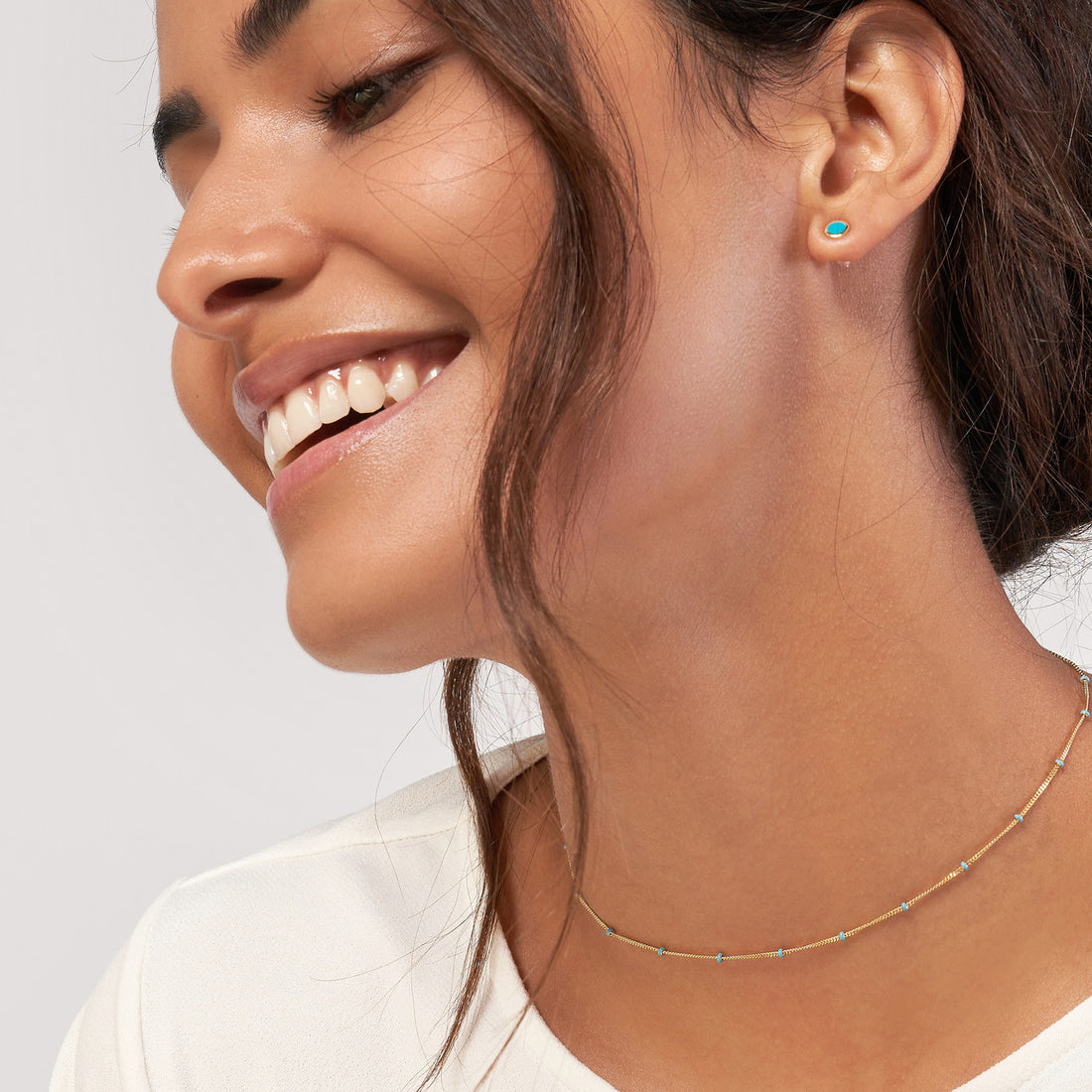 Turq Enamel Stations Saturn Chain Choker
