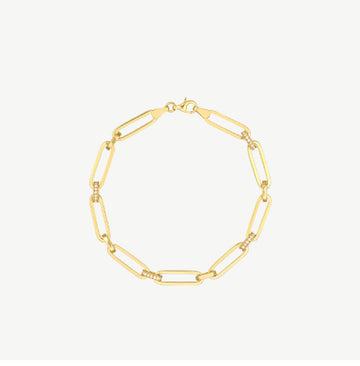 Pave Diamond Accented Paper Clip Chain Bracelet