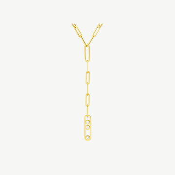 Diamond Trio Lariat Paper Clip Necklace