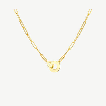 Paper Clip Necklace w Interlocked Disc