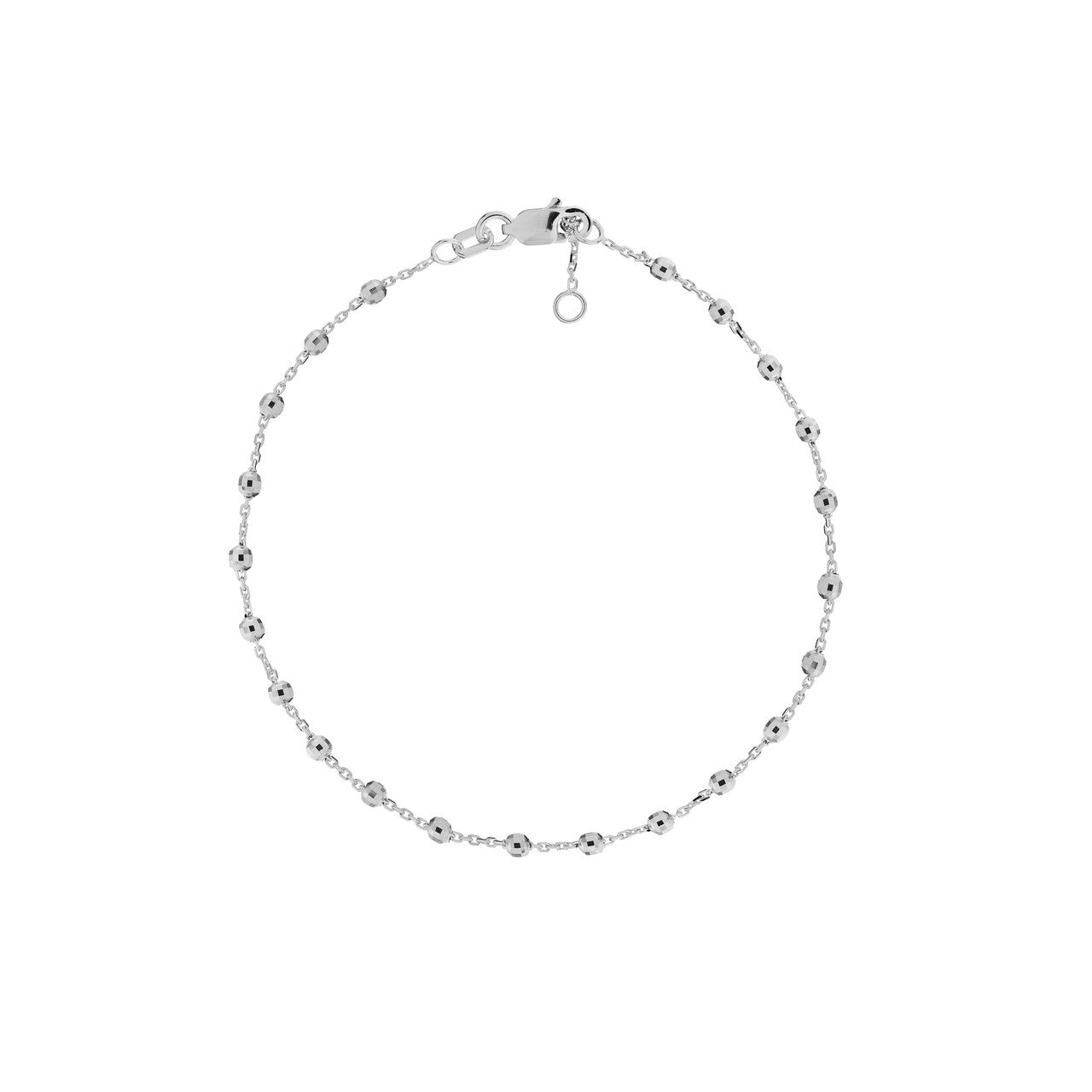 white gold adjustable diamond cut beaded bracelet