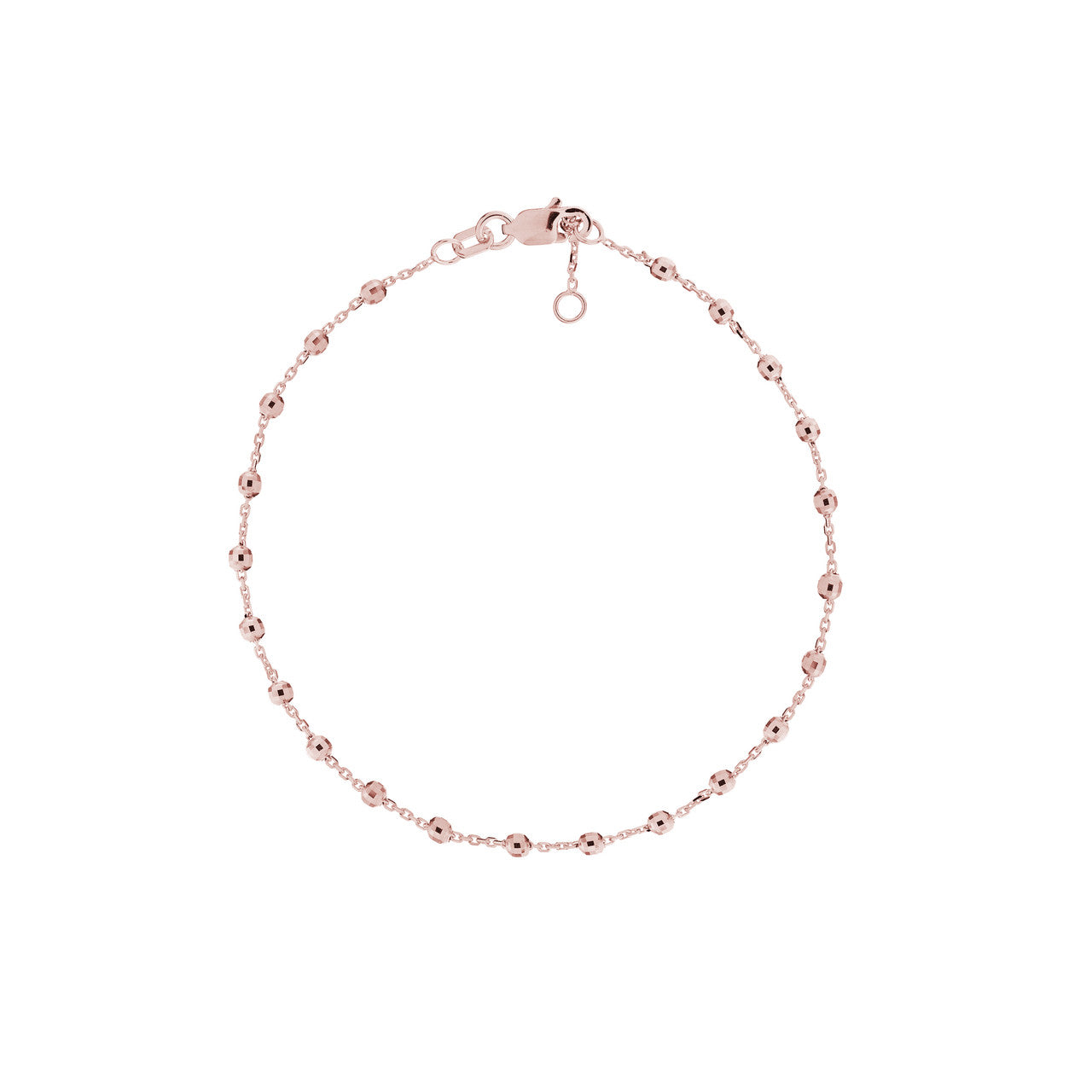 rose gold diamond cut beaded bracelet