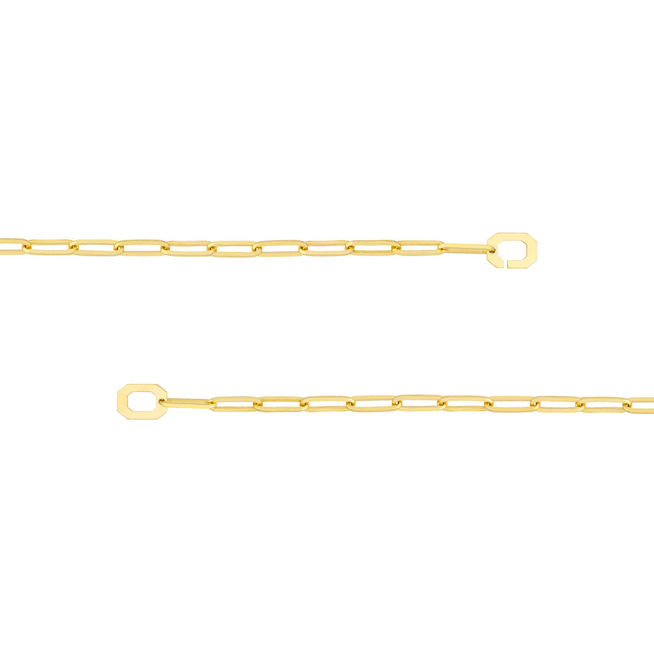 close up of the unclasped bracelet with paper clip chain
