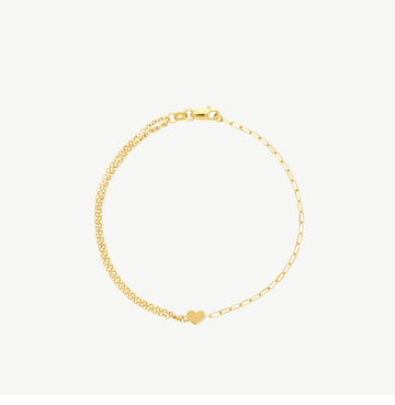 50/50 Paper Clip Double Rolo Heart Bracelet
