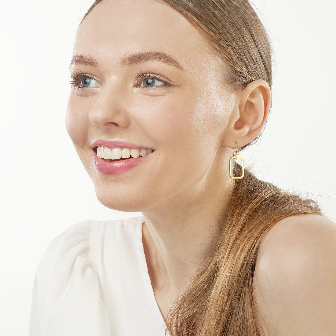 Rounded Rectangle Fish Hook Earrings