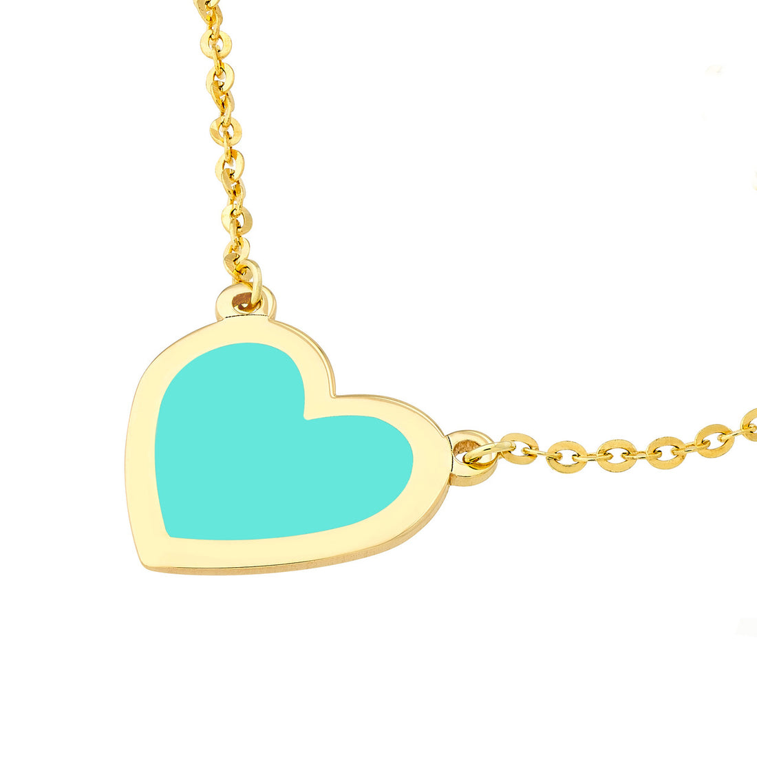 Light Turquoise Enamel Bezel Heart Necklace