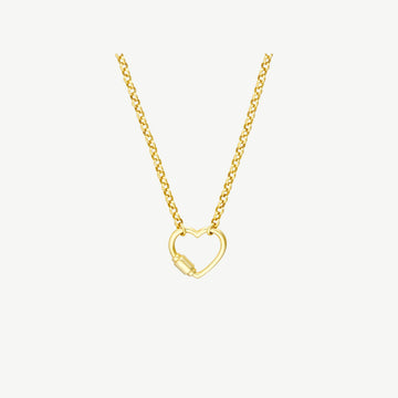 Faux Carabiner Heart on Rolo Necklace with Lobster