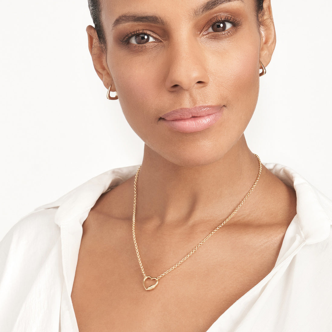 Faux Carabiner Heart on Rolo Necklace with Lobster