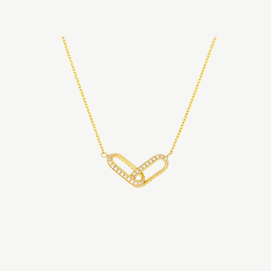 Diamond Paper Clip Links Necklace