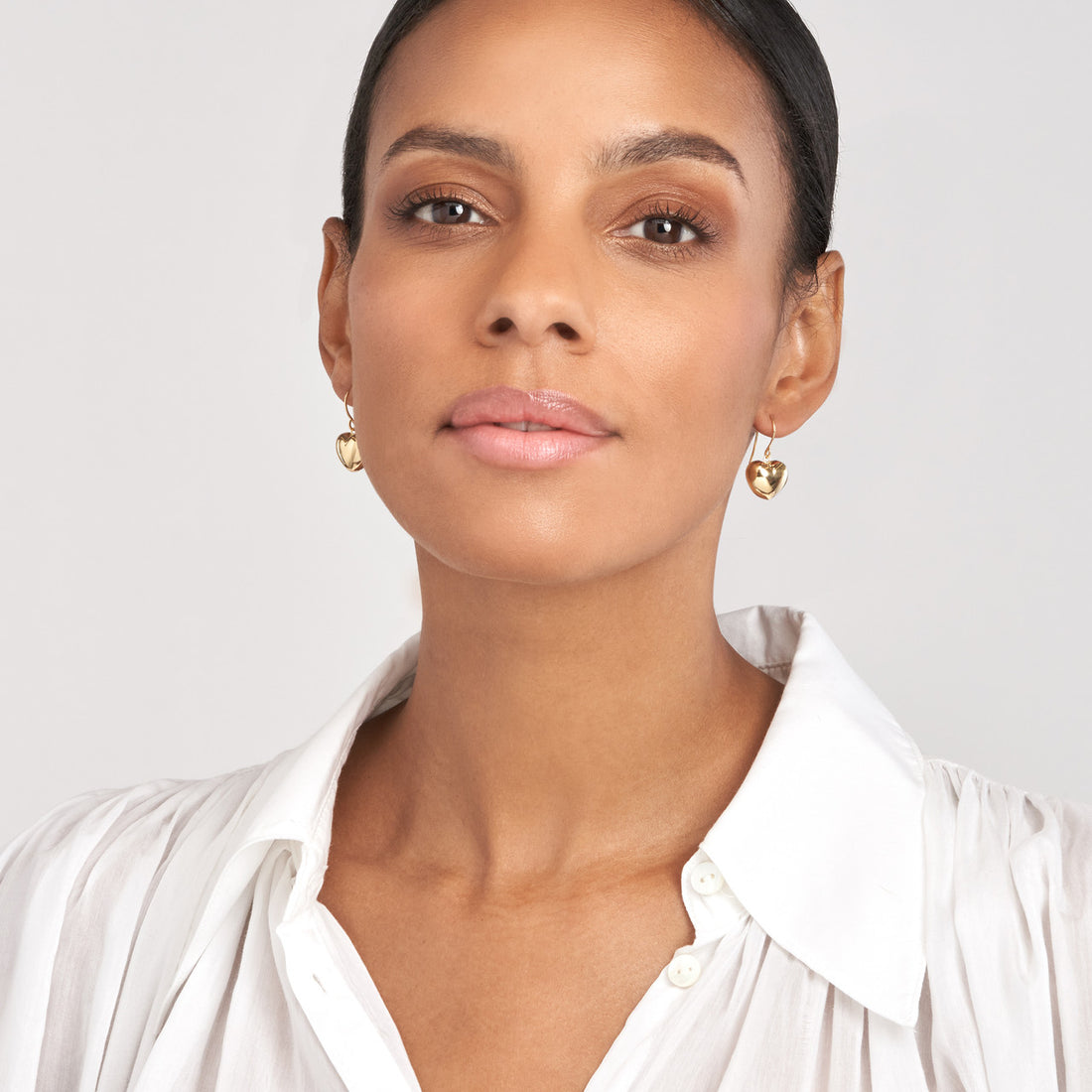 Puffed Heart Fish Hook Earrings