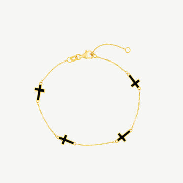 Black Enamel Crosses Station Bracelet