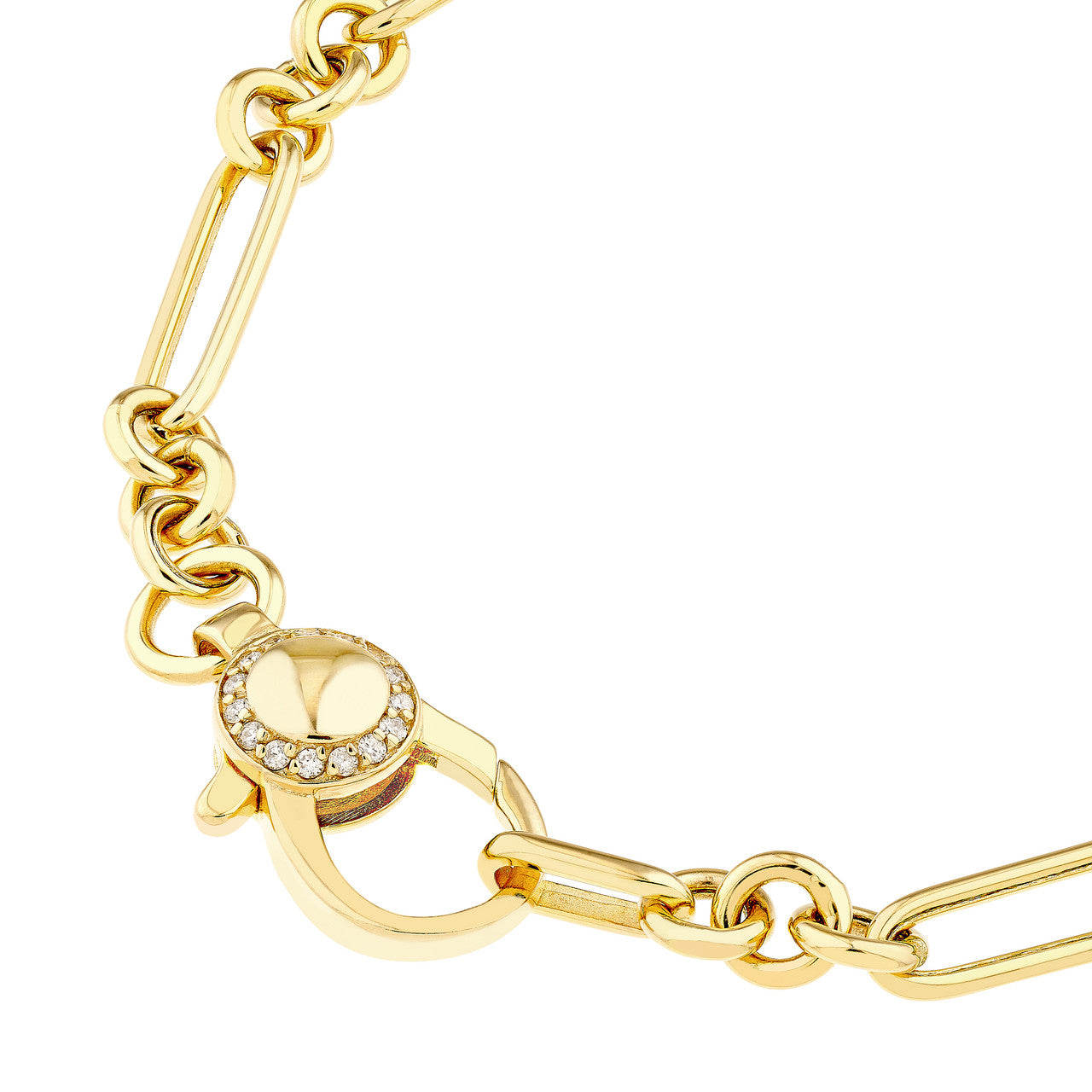 close up of the diamond lock clasp of the bracelet