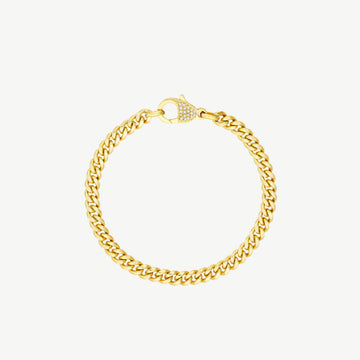 Pave Diamond Pear Lock Curb Chain Bracelet