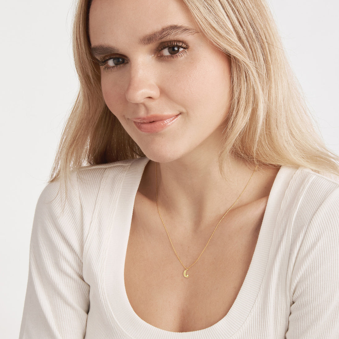 Half Moon Diamond Bezel Necklace