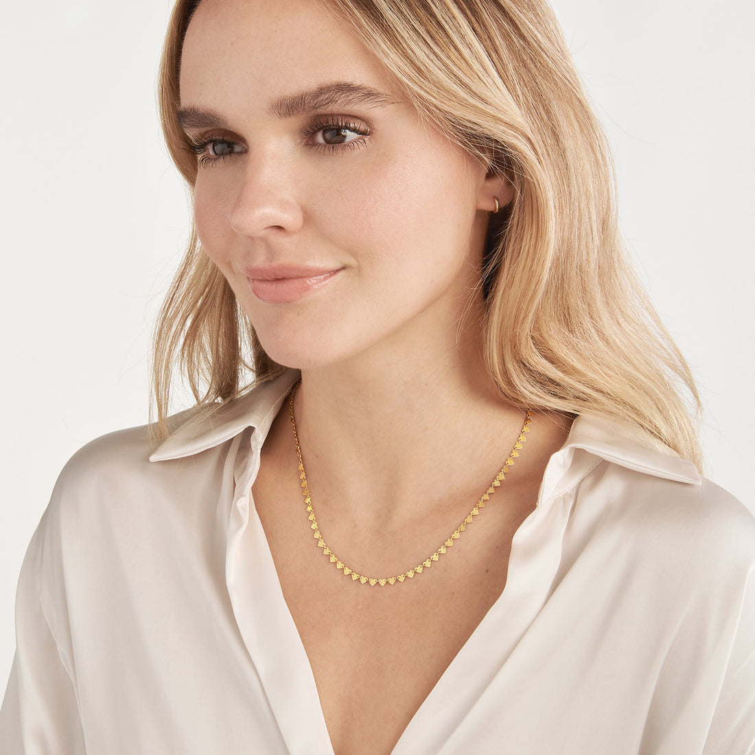 Side by Side Heart Station Necklace