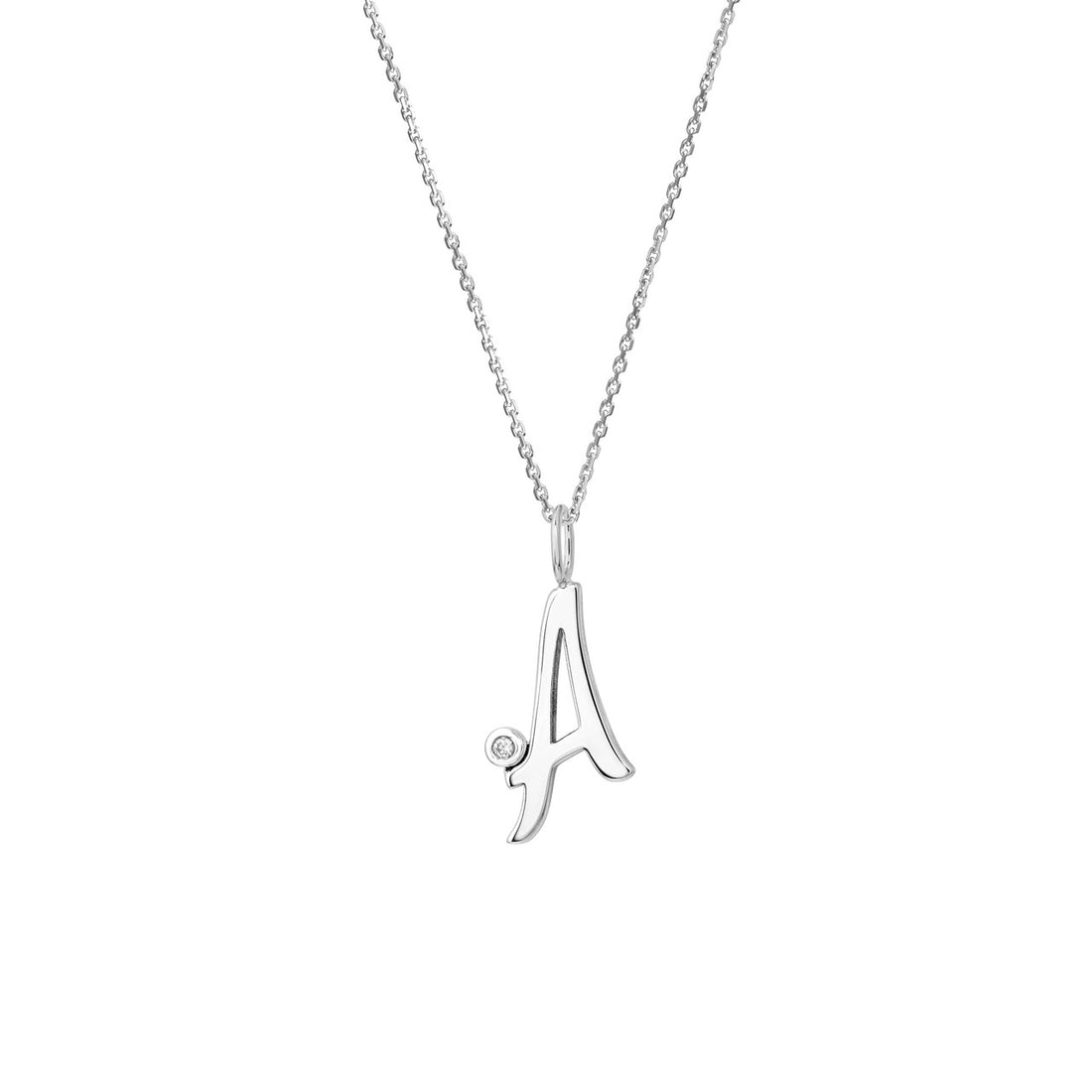Script Initial with Diamond Bezel Necklace