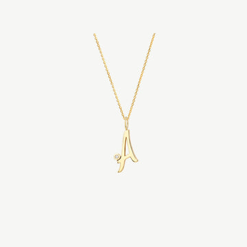 Script Initial with Diamond Bezel Necklace