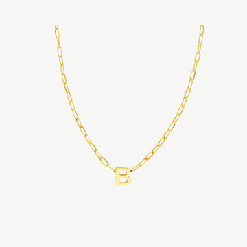 Block Initial Paper Clip Necklace