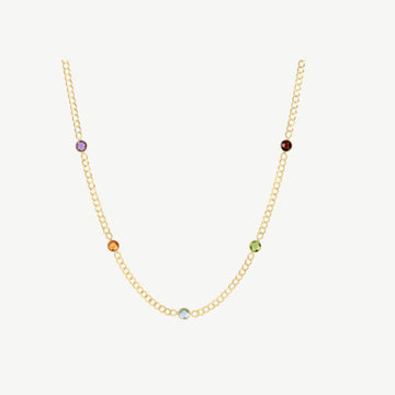 Colored Stone Curb Chain Necklace