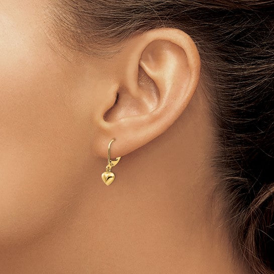 Heart Drop Leverback Earrings