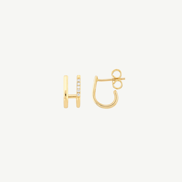 Diamond Double J Hoop Earring