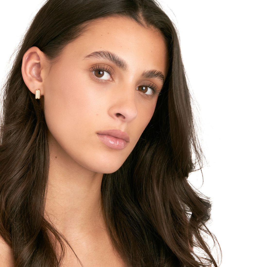 Square Double Row Huggie Earrings