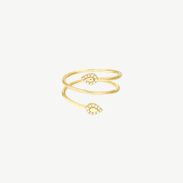 Snake Head Diamond Tip Bypass Ring