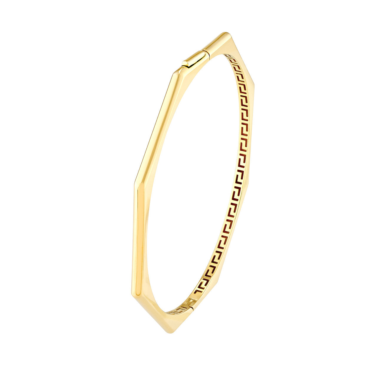 side view of the Geometric Octagon Bangle Bracelet that lets you see the inside of the bracelet