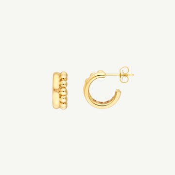 Beaded and Polished Open Hoop Earrings