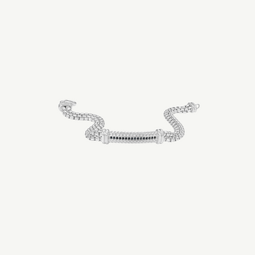 Silver Men's Box Link Woven Bracelet