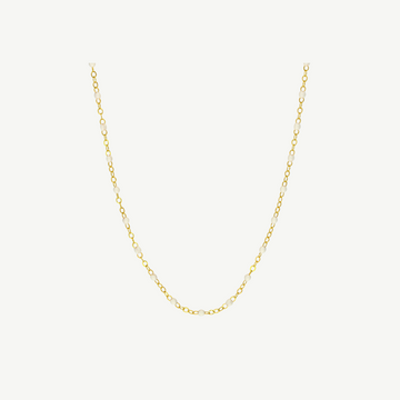 White Enamel Bead on Piatto Chain 18"