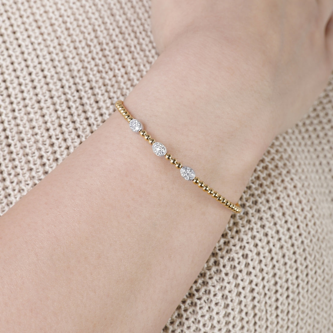 Pave Oval Beaded Cuff