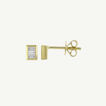 Gold Baguette Diamond Stud Earrings